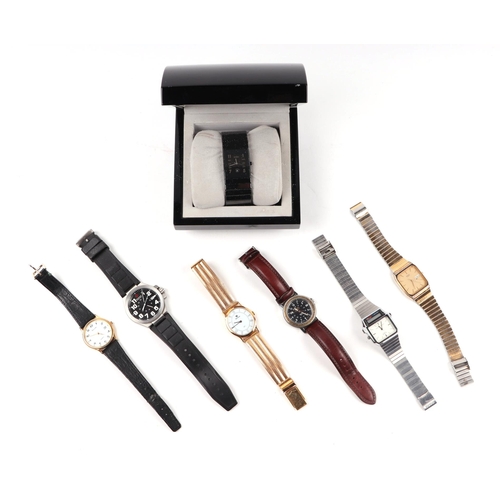 623 - A group of fashion watches to include Rado, Seiko and Victorinox.