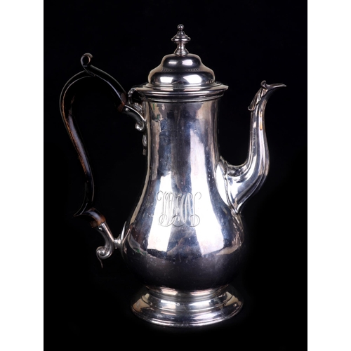 681 - A George II baluster coffee pot, initialled 'WMN', London 1747 and maker's mark for Thomas Whipham, ... 