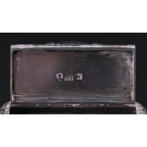 694 - A George IV silver snuff box, Birmingham 1826 and maker's mark for Thomas Shaw, 7cms wide, 51g.