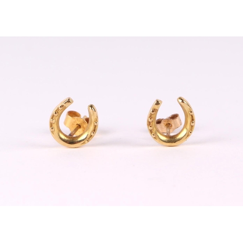 791 - A pair of 18ct gold lucky horseshoe earrings, 1.3g.