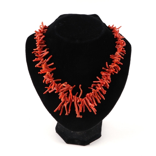 807 - Two stick coral necklaces.