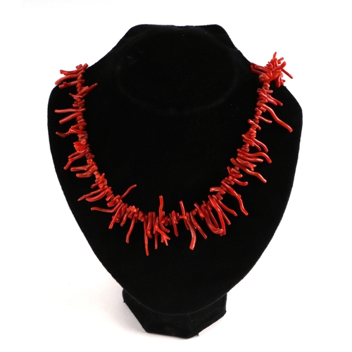 807 - Two stick coral necklaces.