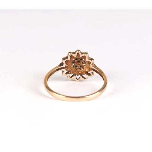 835 - A 9ct gold diamond cluster ring, approx UK size P, 1.4g.