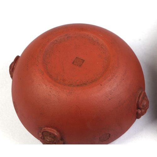 928 - A Chinese Yixing pottery ink stone, 14.5cms wide; together with a Chinese Yixing brush washer with a... 