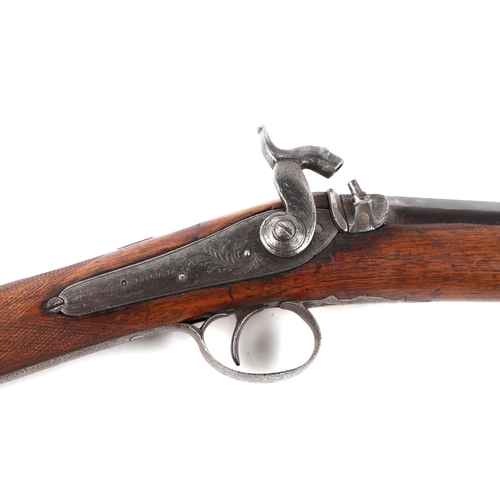 94 - A 19th century single barrel percussion cap sporting rifle with smooth bore, walnut stock and engrav... 