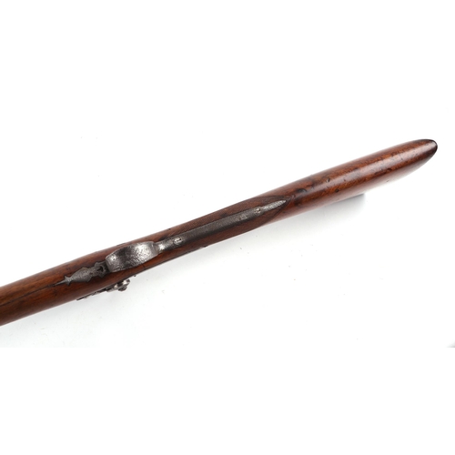 94 - A 19th century single barrel percussion cap sporting rifle with smooth bore, walnut stock and engrav... 