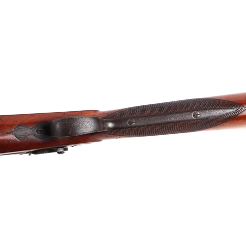 96 - A 19th century Calvert single barrel percussion capped sporting rifle with walnut stock, engraved lo... 