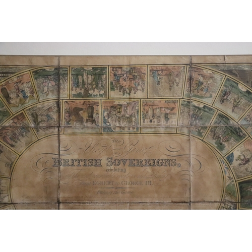 59 - A Georgian board game, ' The Royal Game of British Sovereigns from Egbert to George III, paper laid ... 