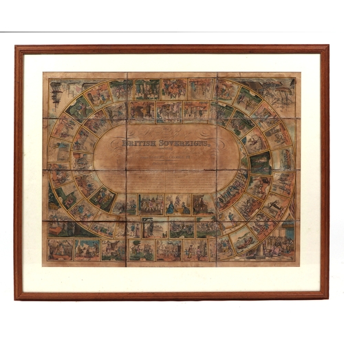 59 - A Georgian board game, ' The Royal Game of British Sovereigns from Egbert to George III, paper laid ... 