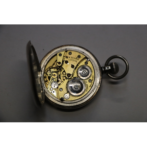 629 - A silver cased Thomas Wheeler open faced railway watch, the white enamel dial with Roman numerals an... 