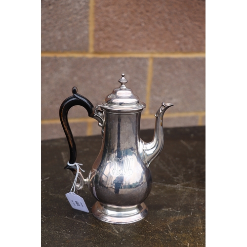 681 - A George II baluster coffee pot, initialled 'WMN', London 1747 and maker's mark for Thomas Whipham, ... 