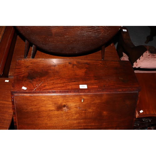 1019 - A Georgian mahogany bureau, the fall-front opening to reveal a fitted interior above three graduated... 