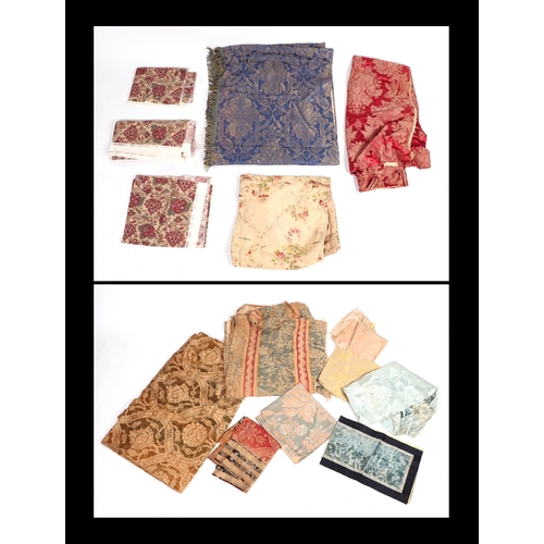 121 - A quantity of textile remnants to include vintage curtains and upholstery fabric.