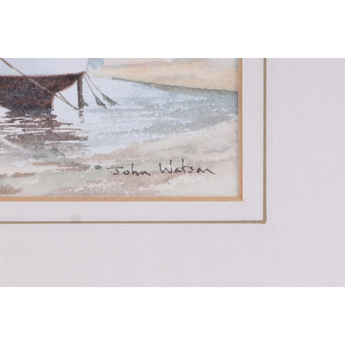 161 - John Watson (modern British) - River Gannell, Newquay - signed lower right, watercolour, framed & gl... 