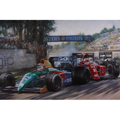 17 - After Alan Fearnley - Fighting Finish - limited edition print, Nelson Piquet driving a Benetton-Ford... 