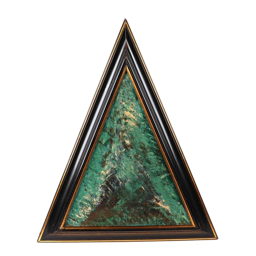 182 - Ken Lindores (modern British) - a series of seven triangular abstracts, oil on canvas, each signed '... 