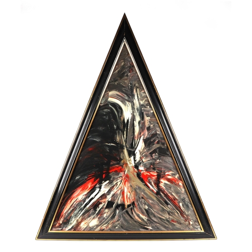 189 - Ken Lindores (modern British) - a series of eight large triangular abstracts, oil on canvas, each si... 