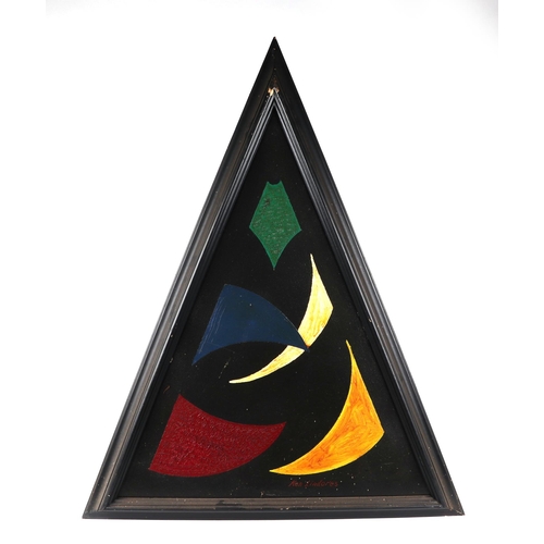 189 - Ken Lindores (modern British) - a series of eight large triangular abstracts, oil on canvas, each si... 