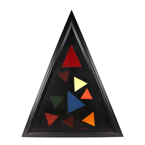 189 - Ken Lindores (modern British) - a series of eight large triangular abstracts, oil on canvas, each si... 