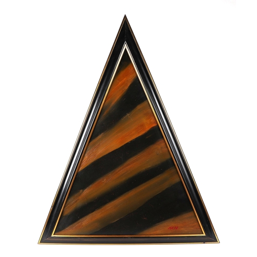 189 - Ken Lindores (modern British) - a series of eight large triangular abstracts, oil on canvas, each si... 