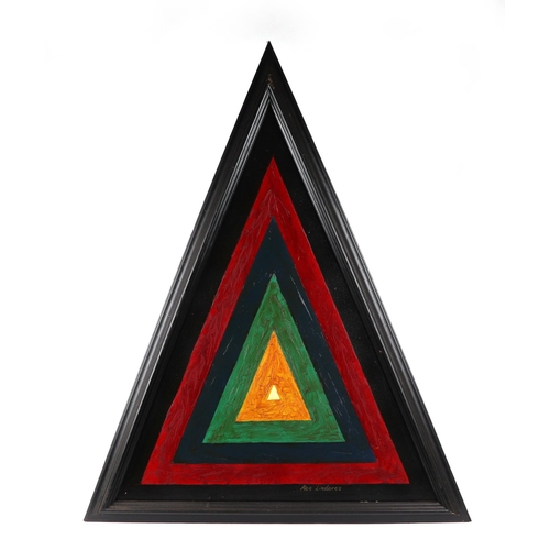 189 - Ken Lindores (modern British) - a series of eight large triangular abstracts, oil on canvas, each si... 