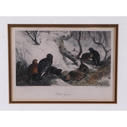 196 - After Archibald Thorburn.  Three coloured prints - Black Game, Shooting Under A Kite and Grouse Driv... 