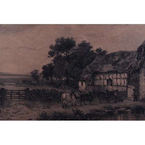 199 - After Benjamin Williams Leader RA (1831-1923) - Shere Village, Surrey 1866 - etching by David Law, s... 