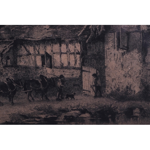 199 - After Benjamin Williams Leader RA (1831-1923) - Shere Village, Surrey 1866 - etching by David Law, s... 