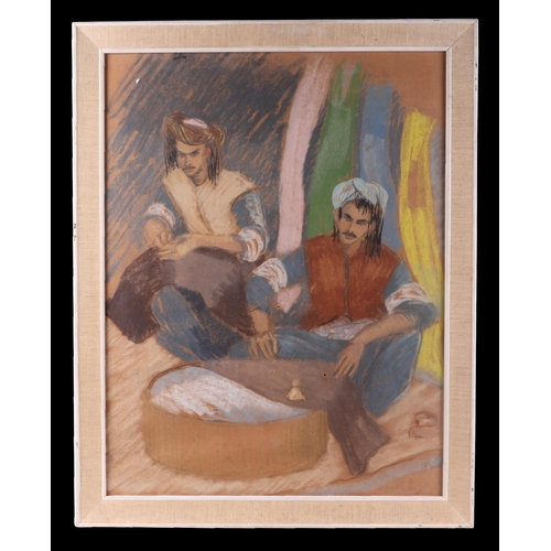 200 - Sue Southby - Kurdish Tailors -pastel, label to verso, framed & glazed, 42 by 55cms.