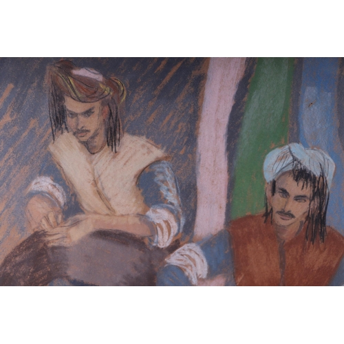 200 - Sue Southby - Kurdish Tailors -pastel, label to verso, framed & glazed, 42 by 55cms.