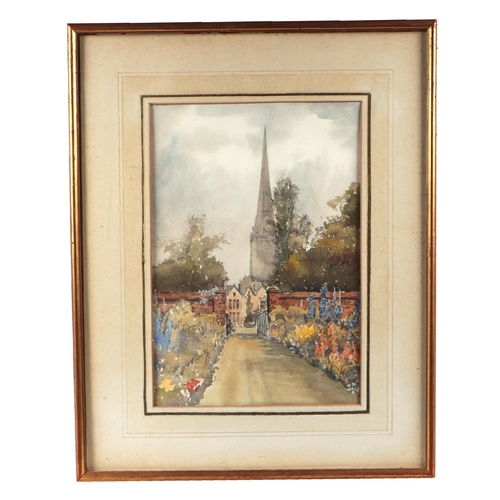 207 - 20th century British school - The North Chancery Garden, The Close, Salisbury 1980 - watercolour, ti... 