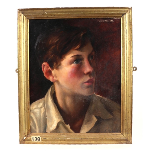 217 - Leonard Daniel Philpott (1877-1976) - Boy's head No. 3 - signed lower right, oil on board, framed, 2... 