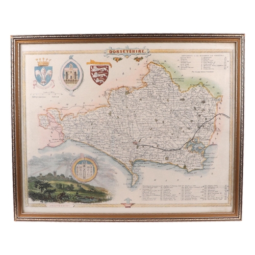 219 - After Thomas Moule - a modern map of Dorsetshire; together with two similar maps - Westmoreland and ... 