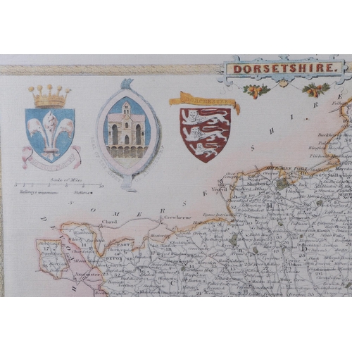 219 - After Thomas Moule - a modern map of Dorsetshire; together with two similar maps - Westmoreland and ... 