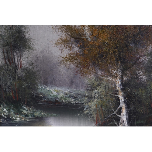 222 - Gianni Tedeschi (Italian b1923) - River Landscape Scene - oil on canvas, indistinctly signed lower r... 