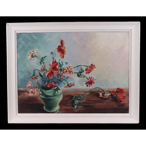 231 - B E Reed (modern British) - A Few Garden Flowers - still life, oil on artists board, signed lower ri... 