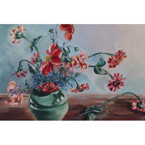 231 - B E Reed (modern British) - A Few Garden Flowers - still life, oil on artists board, signed lower ri... 