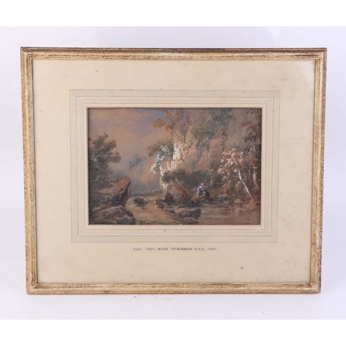 233 - Thos.Miles Richardson RWS (1813-1890) - Rocky River Scene with Central Figures - watercolour heighte... 