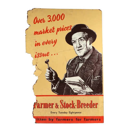 25 - An original advertising sign - Farmer & Stock Breeder - together with a cardboard point of sale boar... 