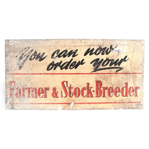 25 - An original advertising sign - Farmer & Stock Breeder - together with a cardboard point of sale boar... 