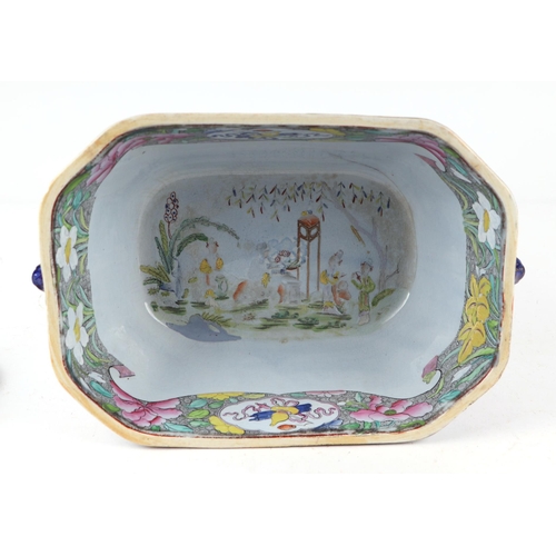 297 - A 19th century Mason's Ironstone soup tureen & cover in the Chinese famille rose taste with panels d... 