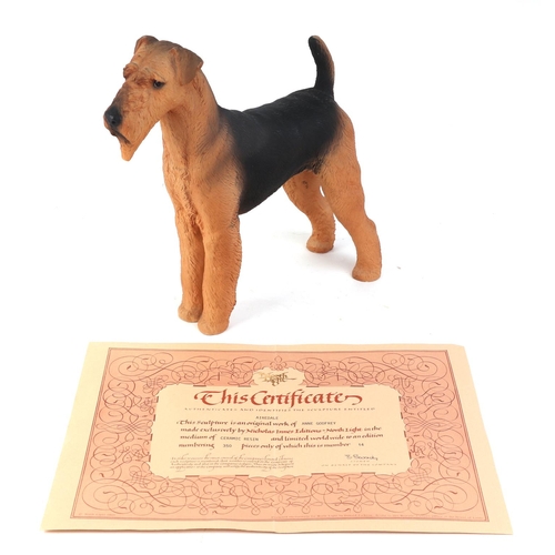 301 - Two Beswick models of Airedale terriers, 14cms high; together with an Anne Godfrey limited edition 1... 