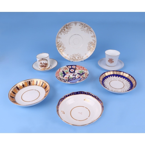 311 - A small quantity of porcelain cabinet cups and saucers to include Derby Imari pattern and others sim... 