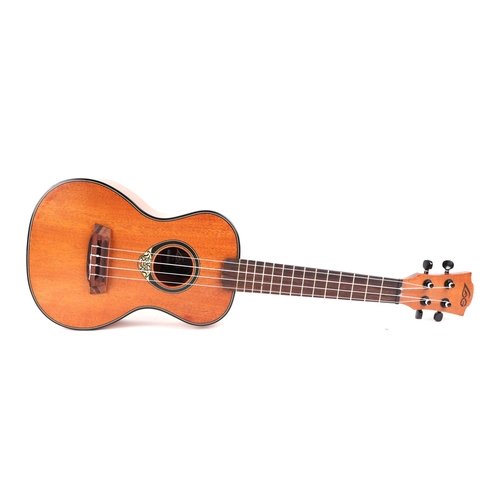 349 - A LAG model U177C concert ukulele with soft carry case; together with a Sweet Tone ukulele (2).