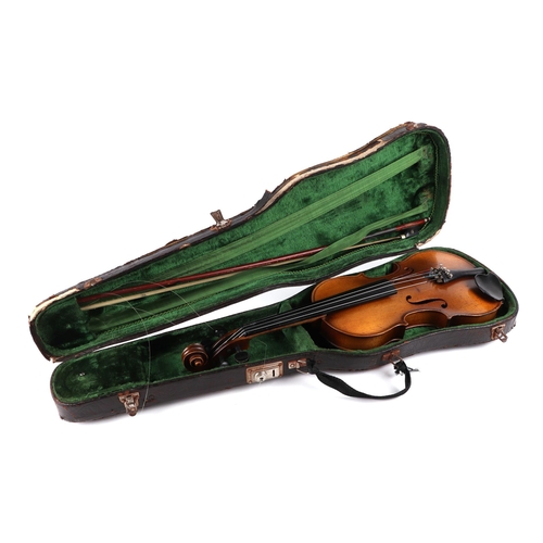 350 - A violin in case, internally labelled 