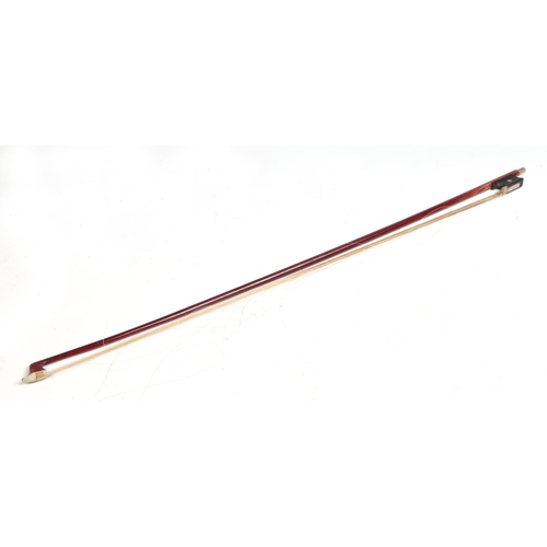 351 - A one-piece back violin & bow, the back 36cms (14ins) long, cased.