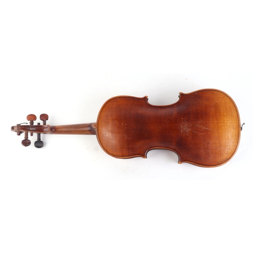 353 - A one piece back violin. 57cm long