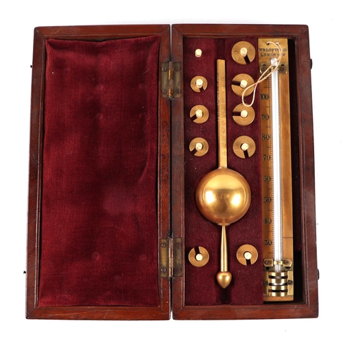 450 - A Casella of London Thermohygrograph, a mahogany cased Sikes Hydrometer; together with a William Web... 