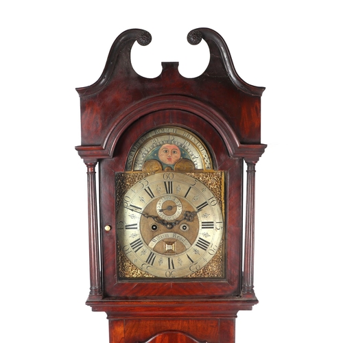 456 - A longcase clock, the brass 30cms square arched dial with moon phase, signed Robert Rouch, Bristol, ... 