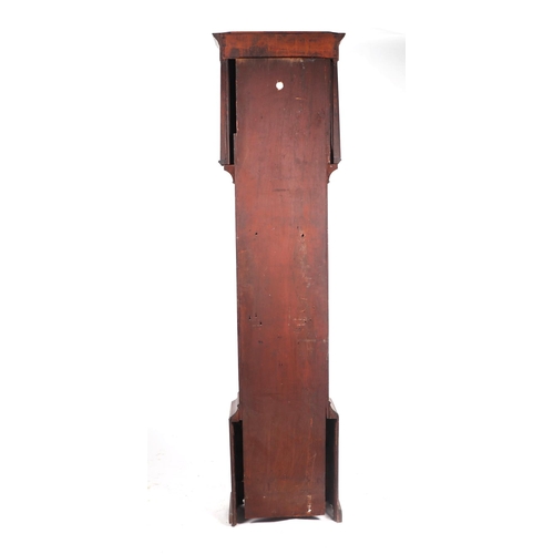 457 - A late 18th / early 19th century mahogany longcase clock case, the hood with a 30cms square glass wi... 